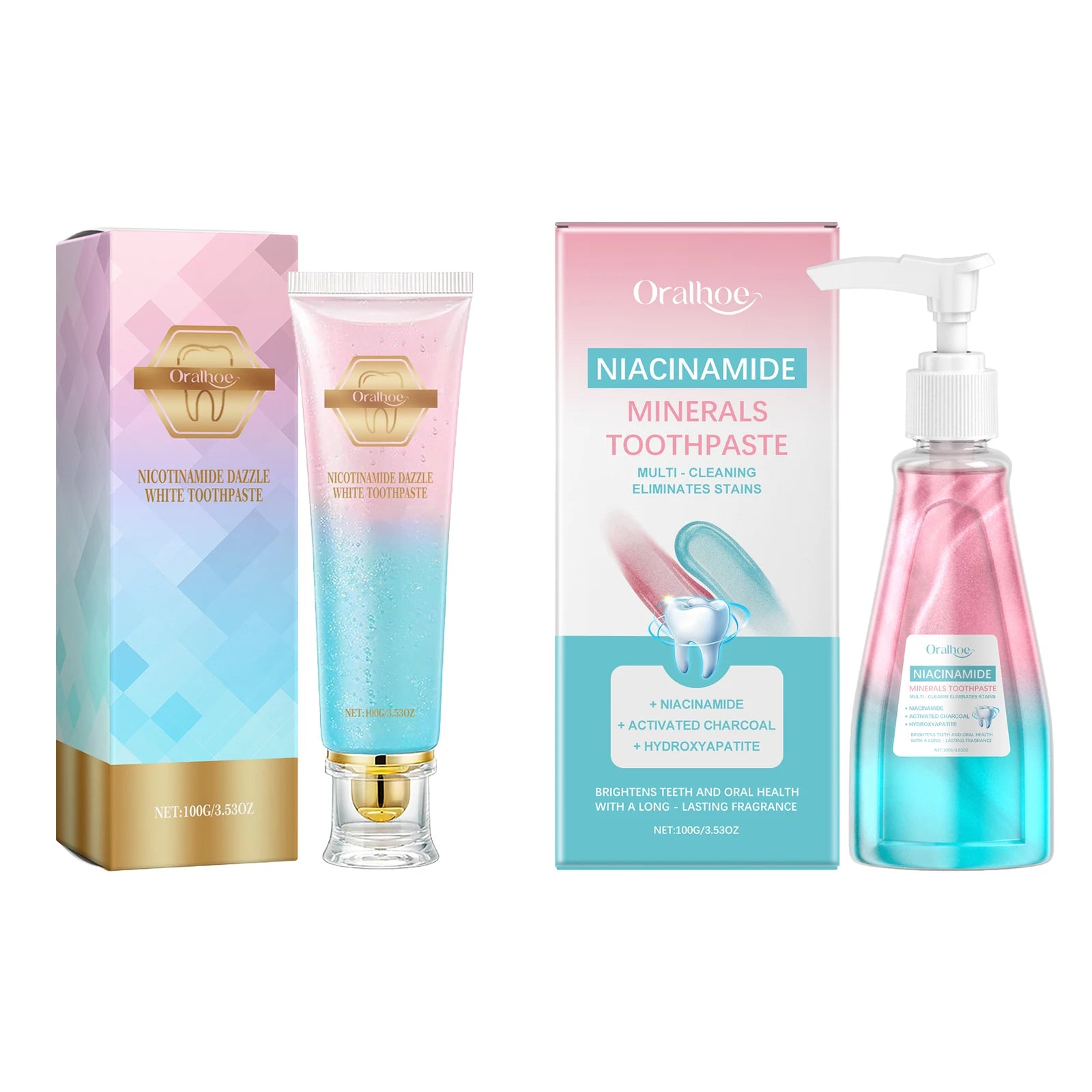 Oralhoe 100g Niacinamide dentifrice blanchissant éclaircir les dents nettoie les dents les tache bouche haleine fraîche hygiène buccale dentifrice blanchissant