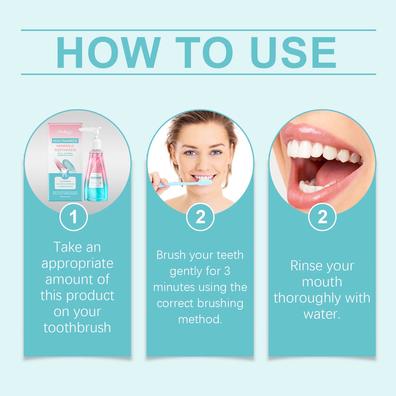 Oralhoe 100g Niacinamide dentifrice blanchissant éclaircir les dents nettoie les dents les tache bouche haleine fraîche hygiène buccale dentifrice blanchissant