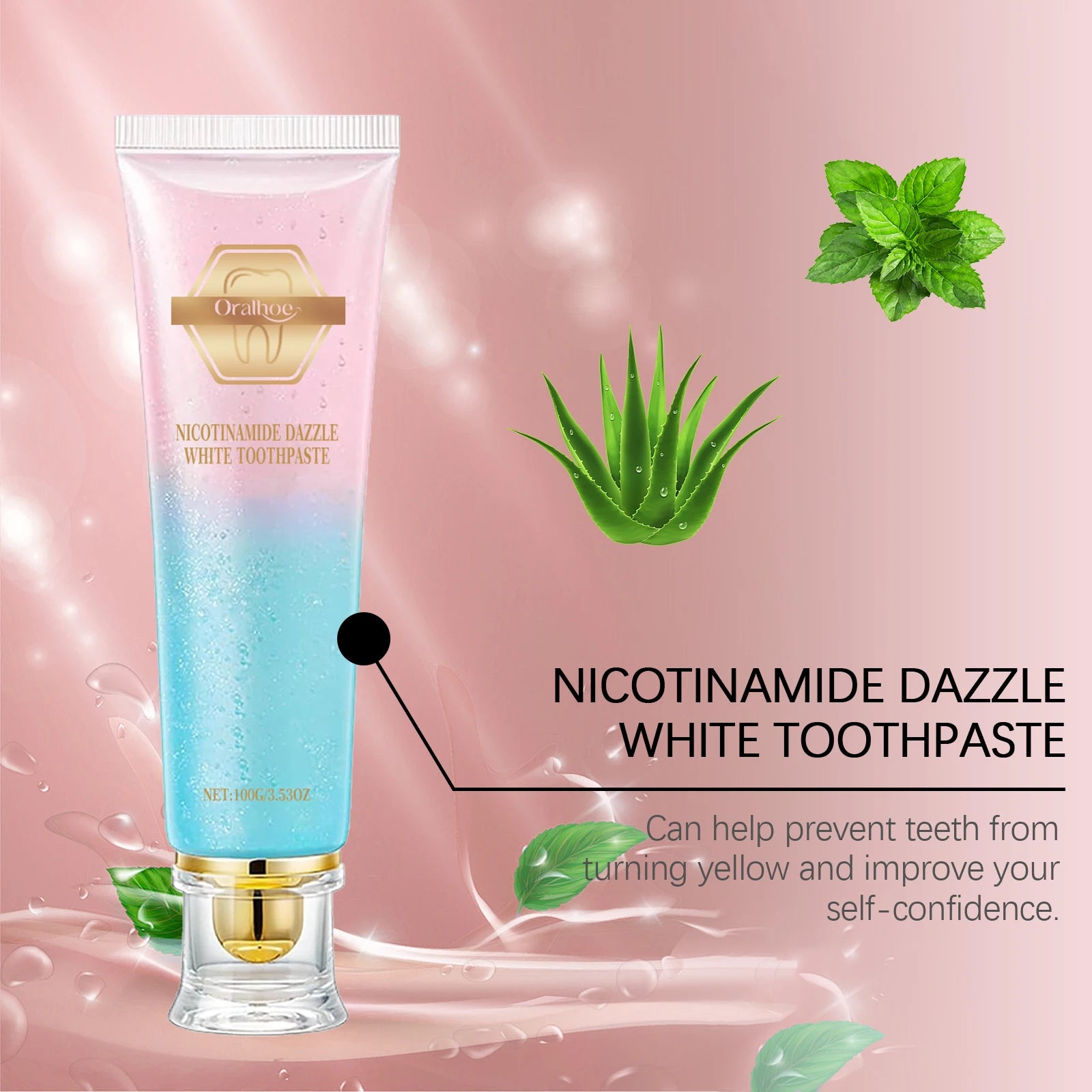 Oralhoe 100g Niacinamide dentifrice blanchissant éclaircir les dents nettoie les dents les tache bouche haleine fraîche hygiène buccale dentifrice blanchissant
