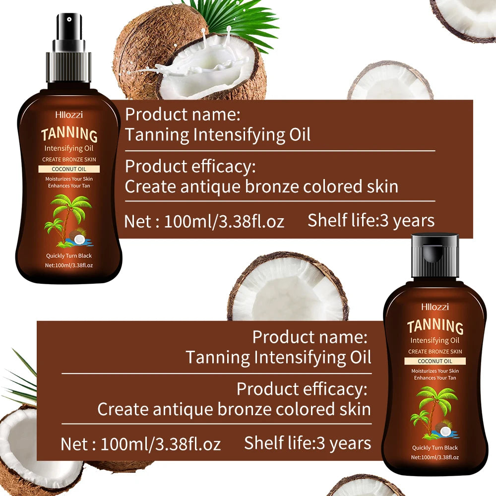 100 ml/3.38fl.oz huile de bronzage de noix de coco bronzants sans soleil huile intensifiante bronzants sans soleil 100 ml/3.38fl.oz nouveaux produits d'été