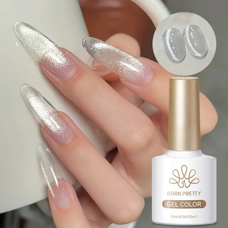 BORN PRETTY 10ml Gold Water Light Cat Magnetic Gel Polish Spaking Glitter Crystal Black Soak Off UV LED Vernis Manucure