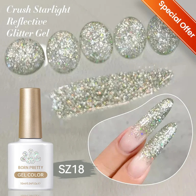 BORN PRETTY 10ml Gold Water Light Cat Magnetic Gel Polish Spaking Glitter Crystal Black Soak Off UV LED Vernis Manucure