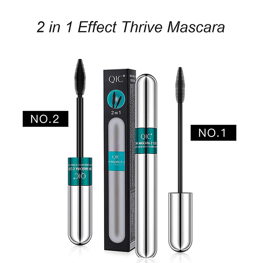 InjFiber-Mascara imperméable double en un, extension de cils, noir, optique, allongement des cils, cosmétiques
