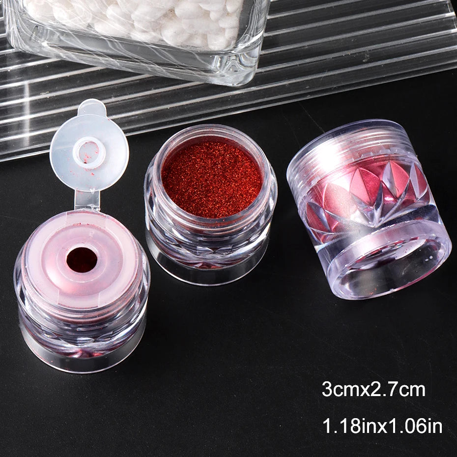 Poudre de chrome rouge Pigment d’ongles Miroir métallique Nail Art Poudre de paillettes Poussière de frottement Charmes Ongles Décorations Manucure