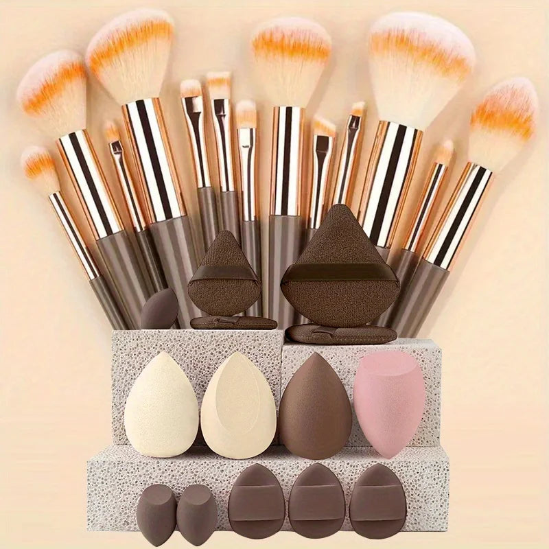 Pinceaux de maquillage 8-29 pièces Kit de maquillage professionnel femmes cosmétique pinceau à poudre douce fard à paupières fond de teint ensemble complet outil de beauté de voyage