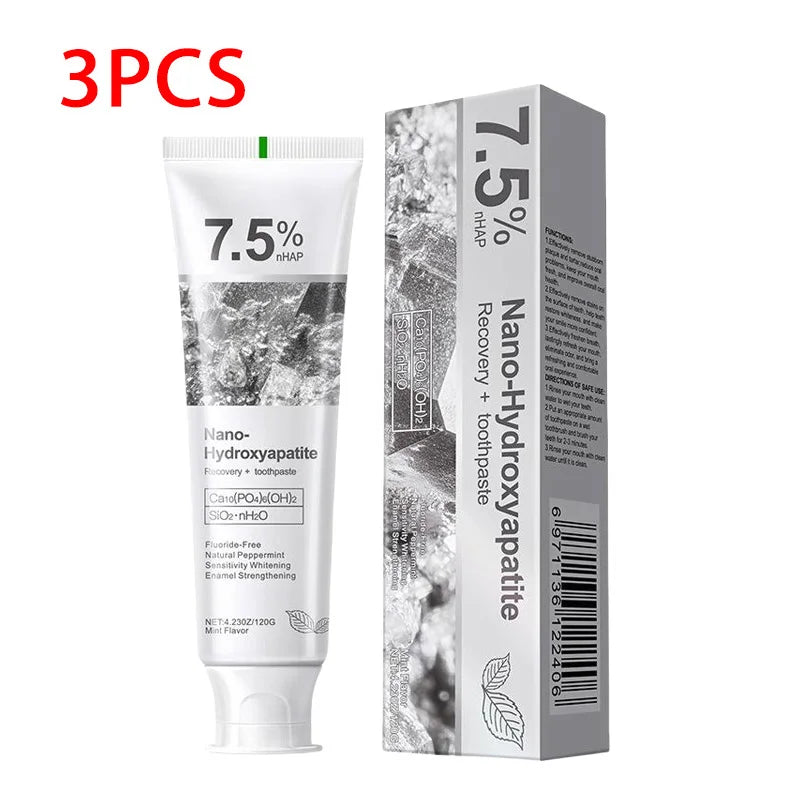 Dentifrice 7,5 % Dentifrice de nano-hydroxyapatite Nouveau dentifrice de nettoyage oral Respiration rafraîchissante Élimination des taches dentaires Utilisation adulte