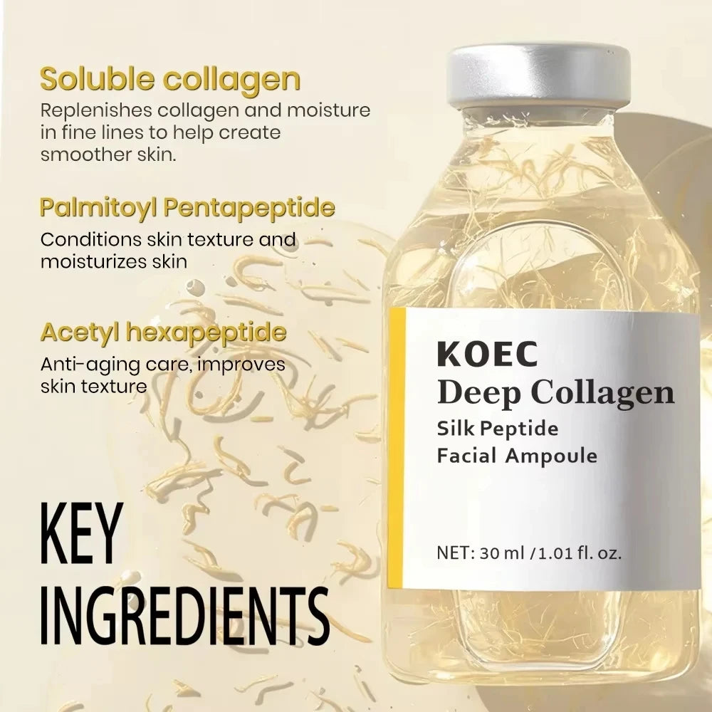 Flacon de peptide, sérum hydratant raffermissant pour le visage au collagène profond, hydratation du resserrement de la peau en verre, soins de la peau coréens