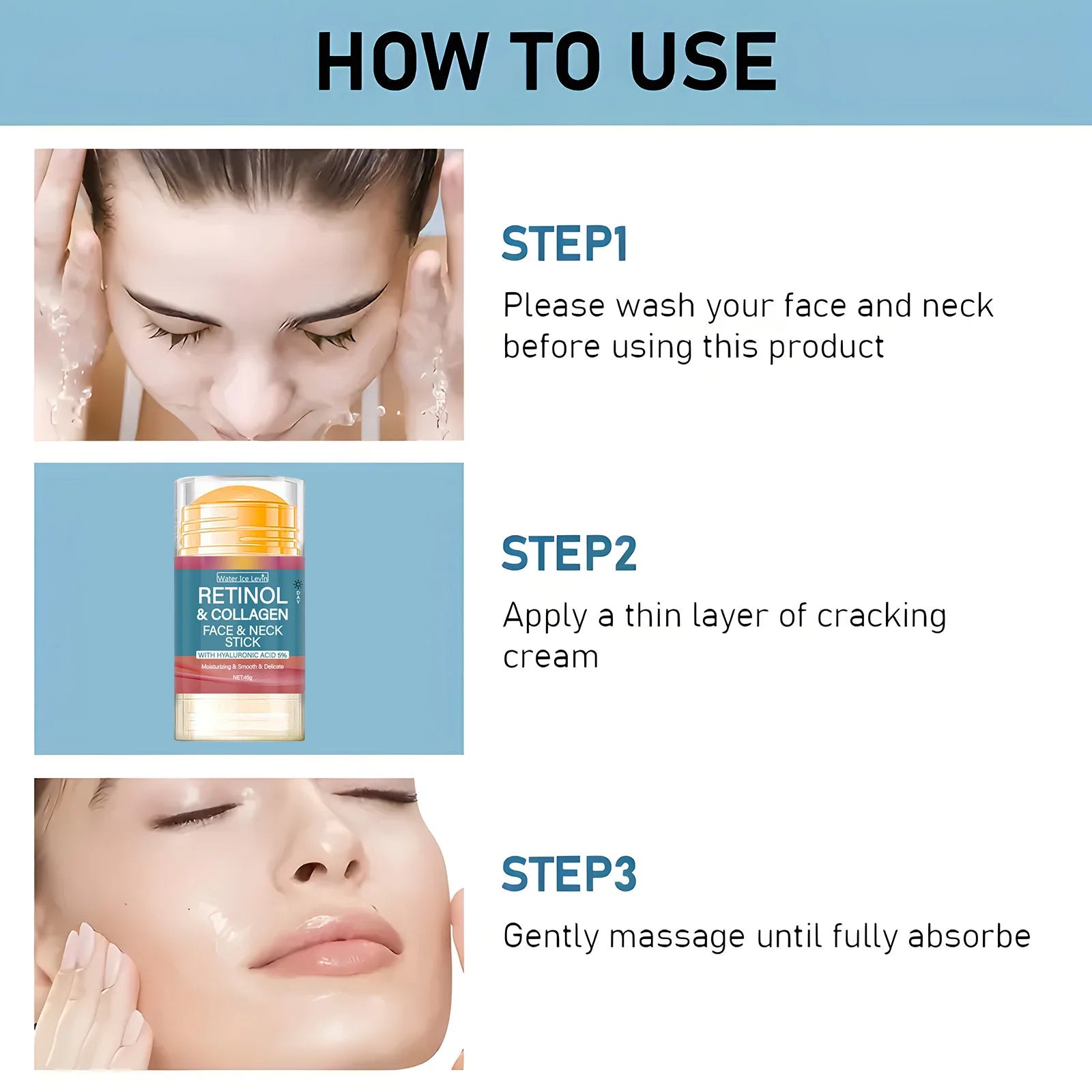 Bâton de crème raffermissante au rétinol, crème lissante au collagène pour les rides, hydratante, blanchissante, éclaircissante, produits pour la peau