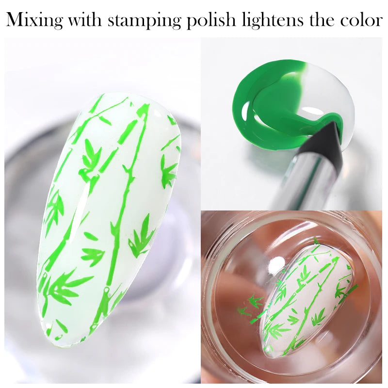 BORN PRETTY 10ml Estampage Mélange Huile Peinture Gel Estampage Vernis Poudre Mélange et Application Poudre à ongles Plaque d’estampage Outils