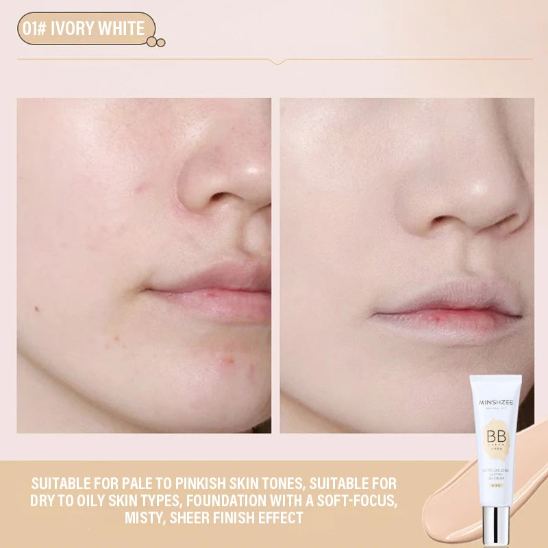 BB crème Fond de teint liquide hydratant, imperméable, longue durée, couleur ivoire, base naturelle, correcteur, maquillage léger et non collant