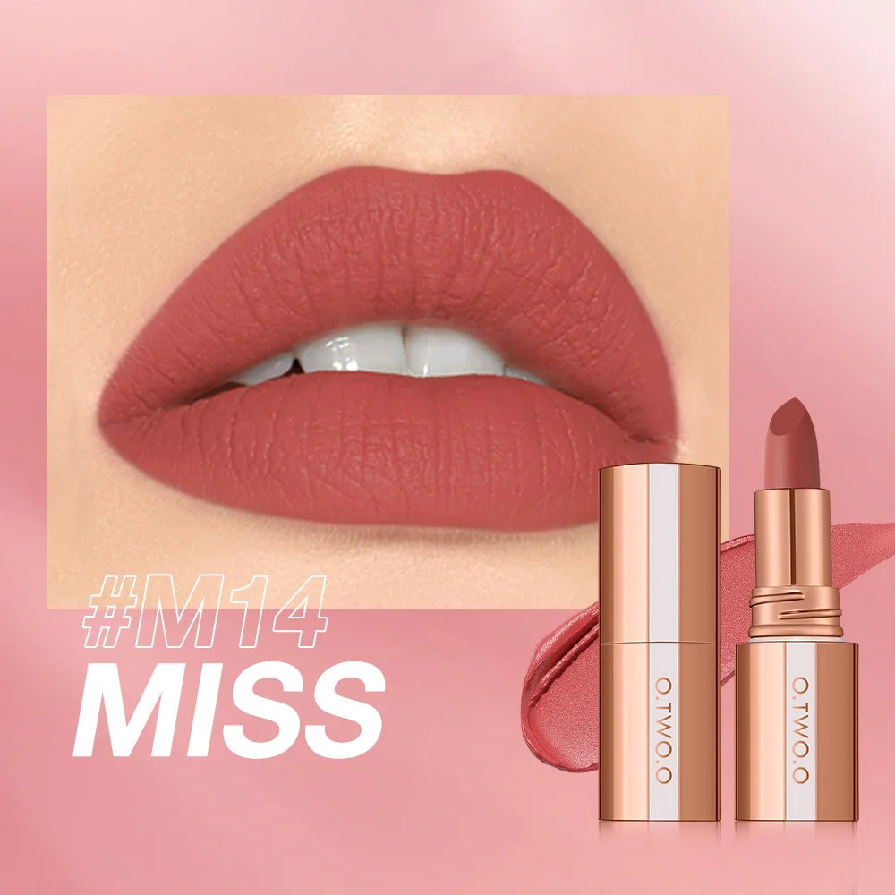 O.TWO.O rouge à lèvres mat teinte 14 couleurs imperméable longue durée sans transfert lisse hautement pigmenté velours lèvres bâtons maquillage