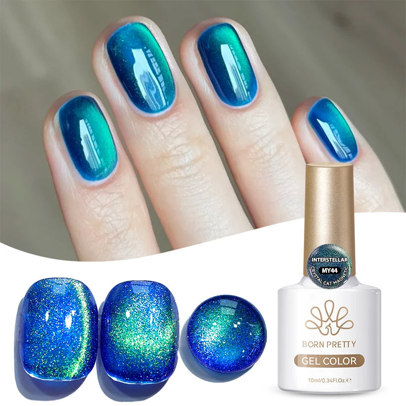 BORN PRETTY 10ml Gold Water Light Cat Magnetic Gel Polish Spaking Glitter Crystal Black Soak Off UV LED Vernis Manucure