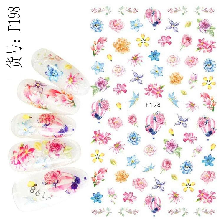 Autocollants 3D pour art des ongles , rose clair, violet, pétales de fleurs, décalcomanies pour décoration de manucure, salon de beauté, été