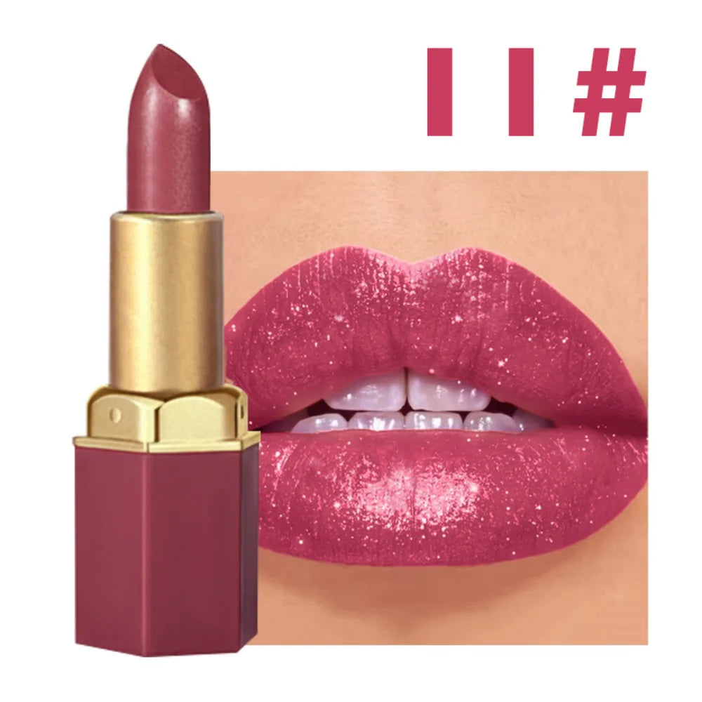 CHOISISSEZ RASME Rouge à lèvres en barre de chocolat 6 couleurs Perles de maquillage Pas facile à décoller Brillant à lèvres imperméable mat