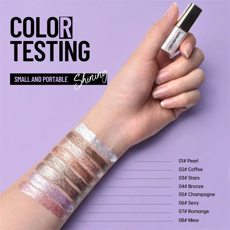 Fard à paupières liquide nacré, 8 couleurs, scintillant fin, scintillant, haute brillance, maquillage longue durée et résistant aux taches