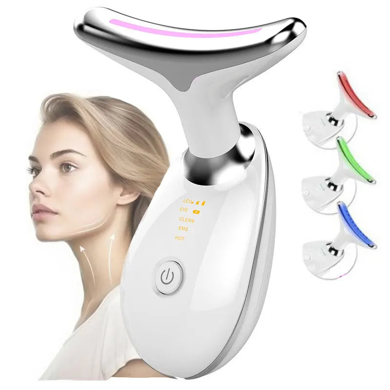 Masseur électrique pour le visage et le cou, 3 couleurs/7 couleurs, dispositif de raffermissement de la peau, Instrument de beauté LED, dissolvant de rides
