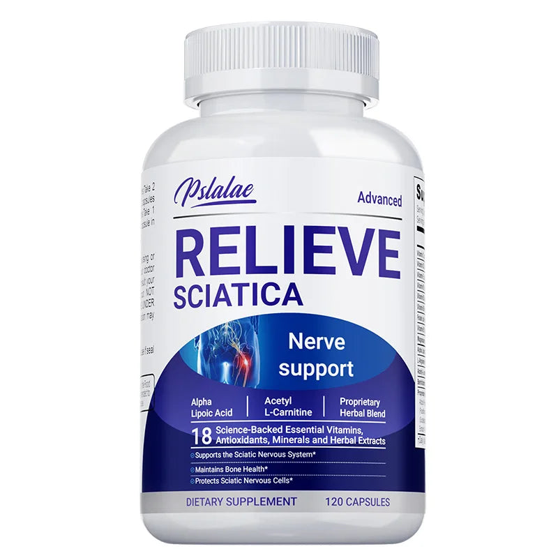 Soulager la sciatique - Contient des vitamines B pour soutenir la santé des nerfs sciatiques, apaise les nerfs, stimule l'énergie - 120 pièces