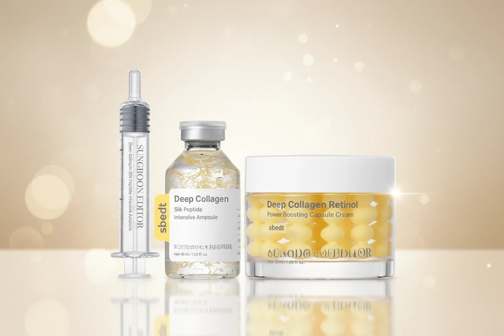 Sérum d'ampoule de peptide de collagène de soie Ensemble de soins coréens Sérum hydratant au collagène profond Crème de capsule de puissance au rétinol Soins du visage pour femmes