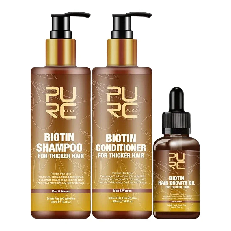 PURC biotine croissance des cheveux shampooing Anti perte de cheveux réparation endommagé frisottis huile d'argan traitement du cuir chevelu produits de soins capillaires