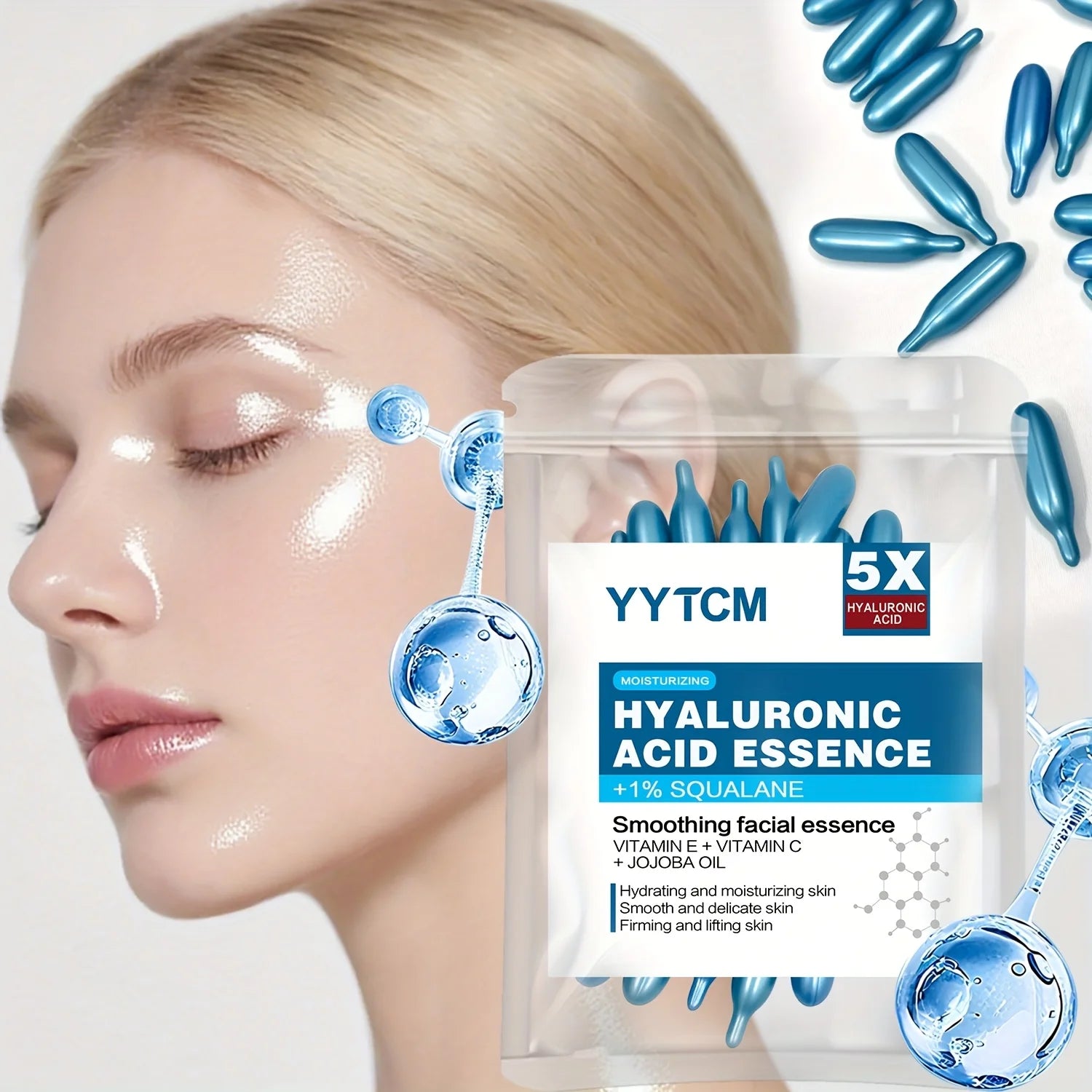 capsule hydratante profonde d'acide hyaluronique, essence cutanée hydratante et éclaircissante (0,4 g x 30 capsules)/sac -1 sac