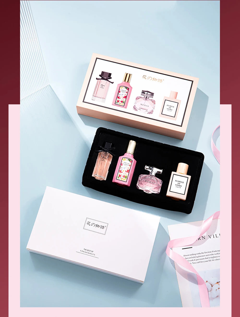 Coffret cadeau de parfum floral pour femme, parfum, balminess, 110ml, ensemble de 4 pièces