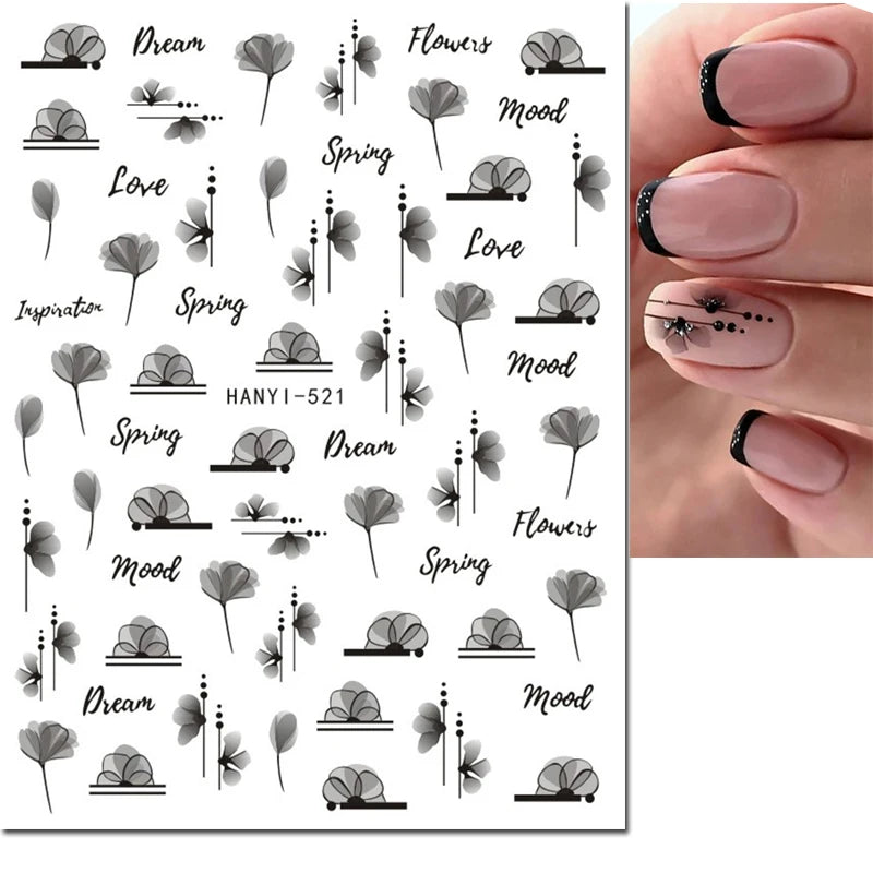 Autocollants 3D pour art des ongles , rose clair, violet, pétales de fleurs, décalcomanies pour décoration de manucure, salon de beauté, été