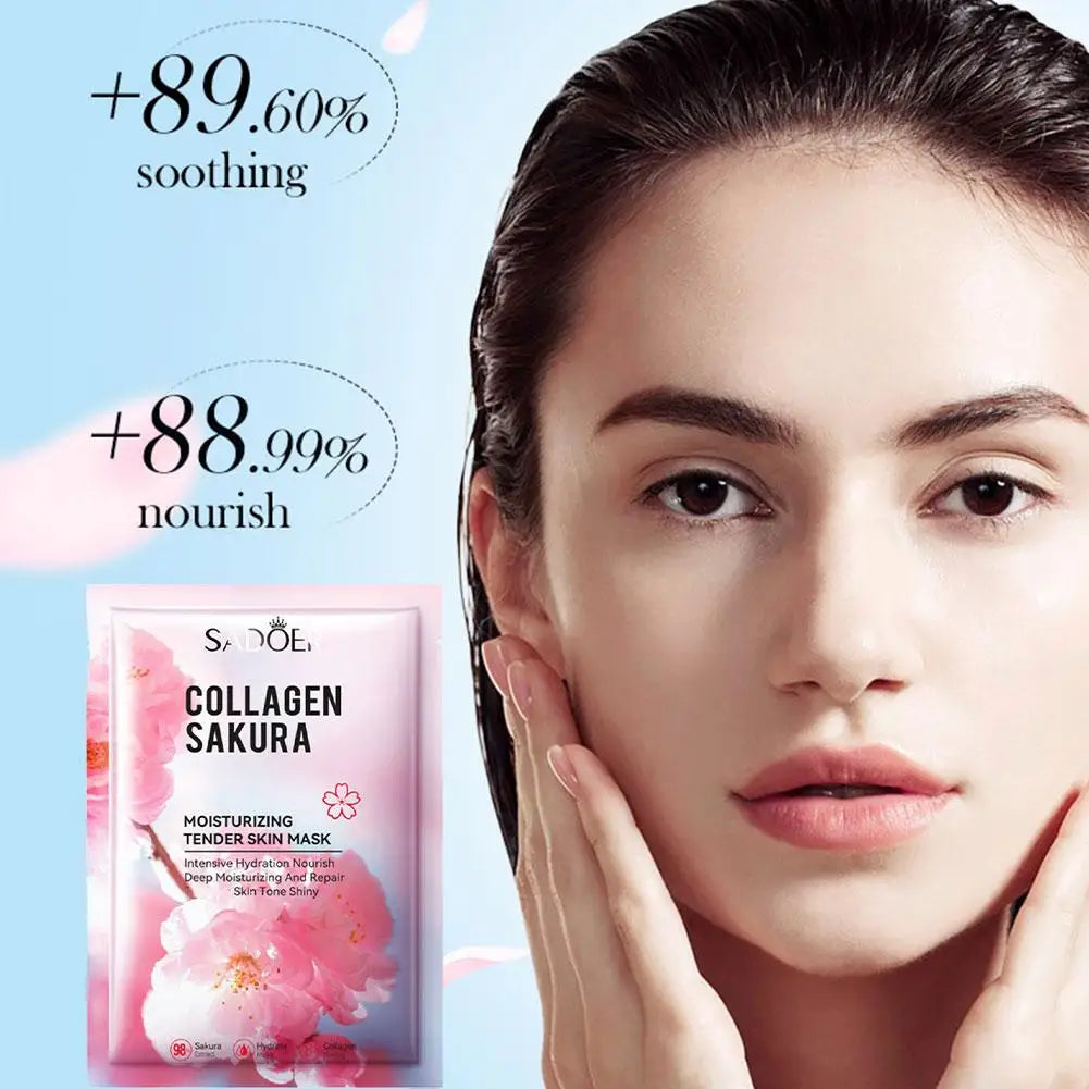Sakura – masque Facial au collagène, hydratant, raffermissant, anti-rides, estompe les ridules, soins de beauté pour la peau, 1/3/5/10 pièces