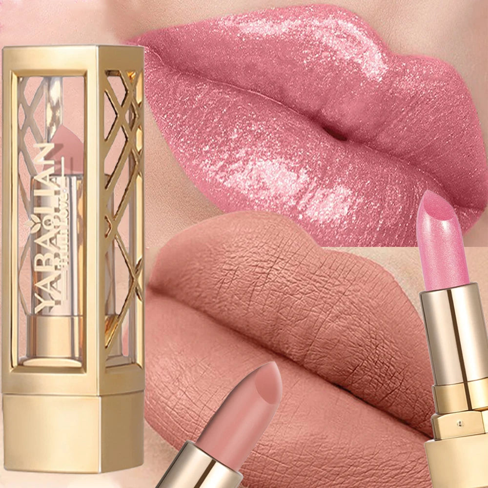 Luxueux rouge à lèvres creux mat nacré paillettes velours rouge à lèvres brillant nu rouge imperméable à l’eau solide brillant à lèvres maquillage