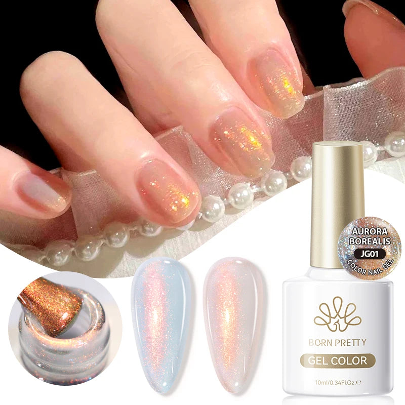 BORN PRETTY 10ml Gold Water Light Cat Magnetic Gel Polish Spaking Glitter Crystal Black Soak Off UV LED Vernis Manucure