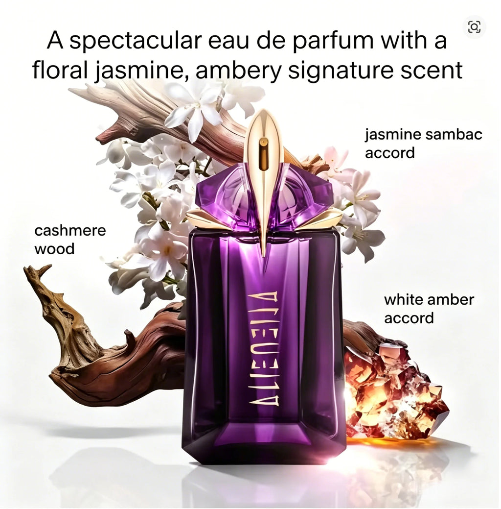 Parfum Mugler Alien Extraintense EDP, parfum floral boisé intense avec tubéreuse, jasmin et vanille, fragrance hypnotique toute la journée pour femmes