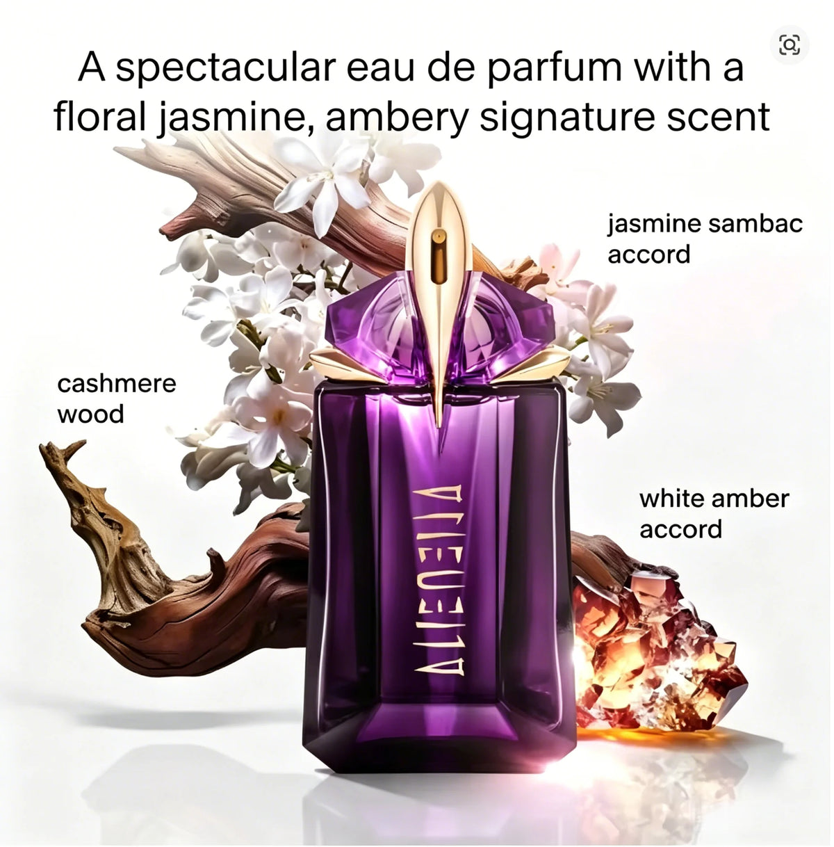 Parfum Mugler Alien Extraintense EDP, parfum floral boisé intense avec tubéreuse, jasmin et vanille, fragrance hypnotique toute la journée pour femmes