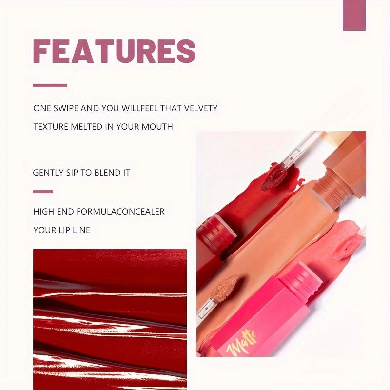 Rouge à lèvres  Pudaier liquide mat en velours, texture légère et fine comme une boue, cadeau de maquillage pour les lèvres imperméable longue durée pour les femmes