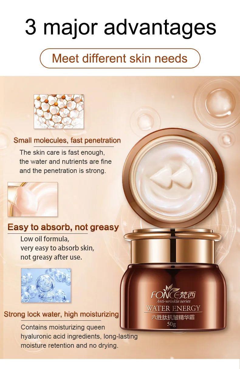 Fonce Korea Anti-âge anti rides Crème pour le visage Peau sèche Hydratant Lifting du visage Raffermissant Crème de jour et de nuit Sérum peptidique 50g