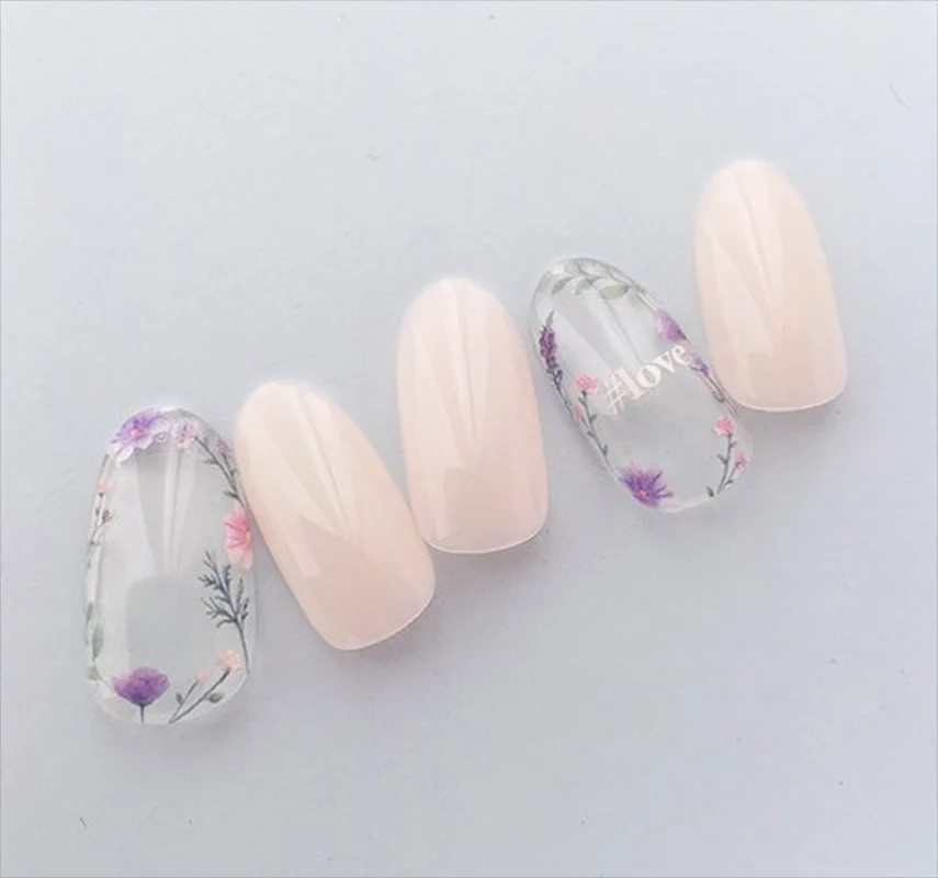 Autocollants 3D pour art des ongles , rose clair, violet, pétales de fleurs, décalcomanies pour décoration de manucure, salon de beauté, été