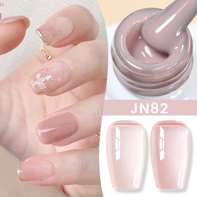 BORN PRETTYvernis à Ongles Gel, Semi Transparent, Soak Off UV LED, Vernis à Ongles Nude, N64.Gel Varjuvening,Art des ongles, 50 Couleurs, 10ml