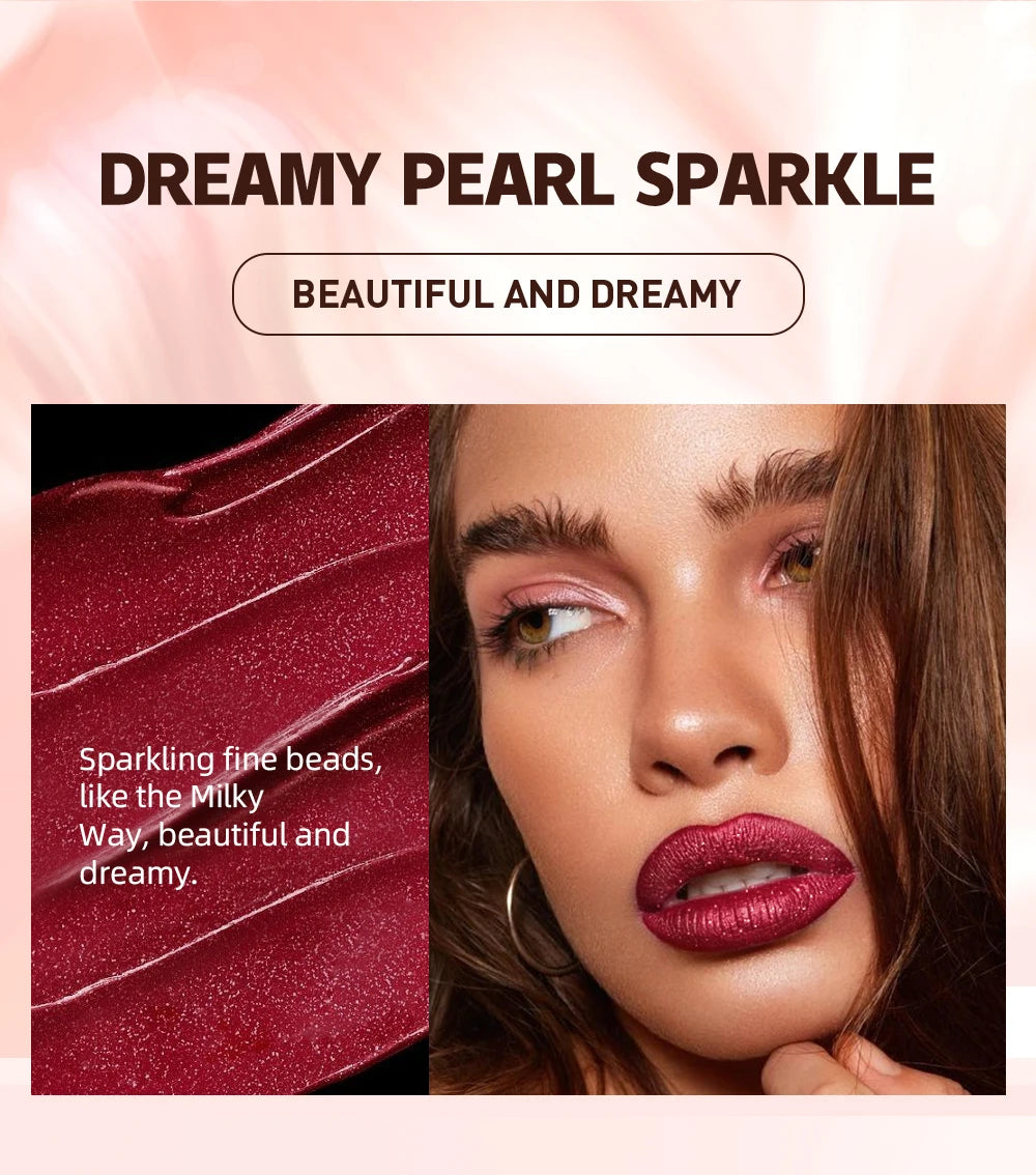 QIBEST diamant liquide rouge à lèvres hydratant longue durée violet scintillant imperméable brillant à lèvres cosmétiques mat paillettes rouge à lèvres