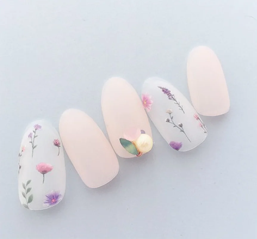 Autocollants 3D pour art des ongles , rose clair, violet, pétales de fleurs, décalcomanies pour décoration de manucure, salon de beauté, été