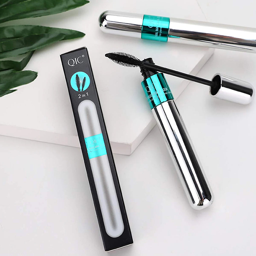 InjFiber-Mascara imperméable double en un, extension de cils, noir, optique, allongement des cils, cosmétiques