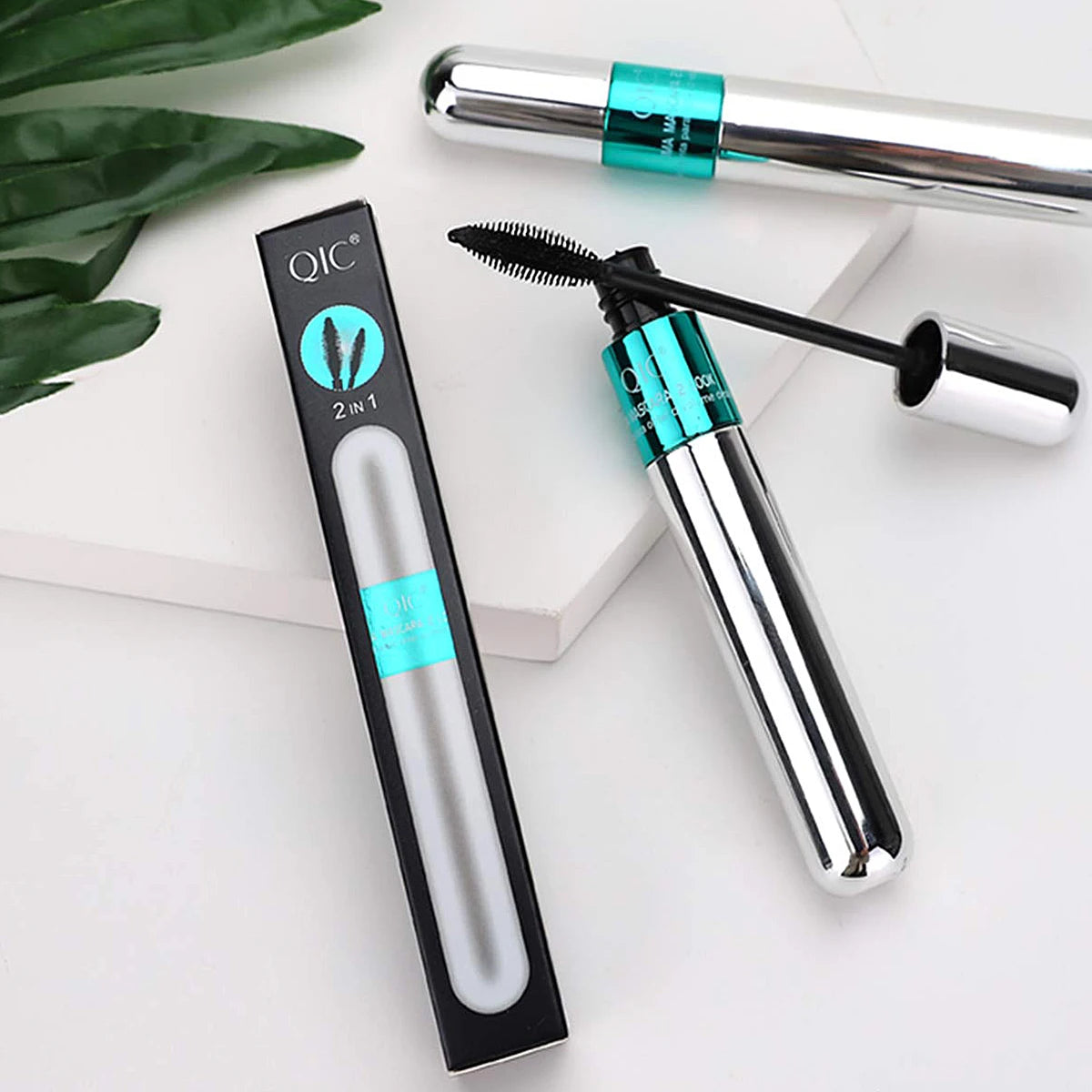 InjFiber-Mascara imperméable double en un, extension de cils, noir, optique, allongement des cils, cosmétiques