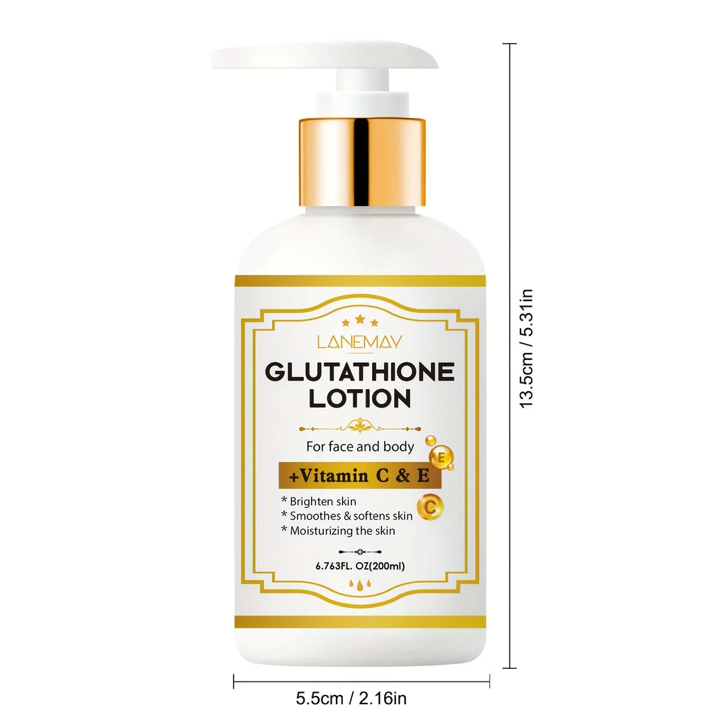 Loción de glutatión con vitamina C y E - Aclarante, humectante e hidratante para rostro y cuerpo para pieles secas y agrietadas de color beige claro, sin parabenos