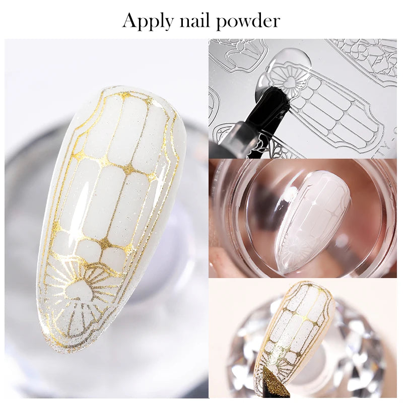BORN PRETTY 10ml Estampage Mélange Huile Peinture Gel Estampage Vernis Poudre Mélange et Application Poudre à ongles Plaque d’estampage Outils