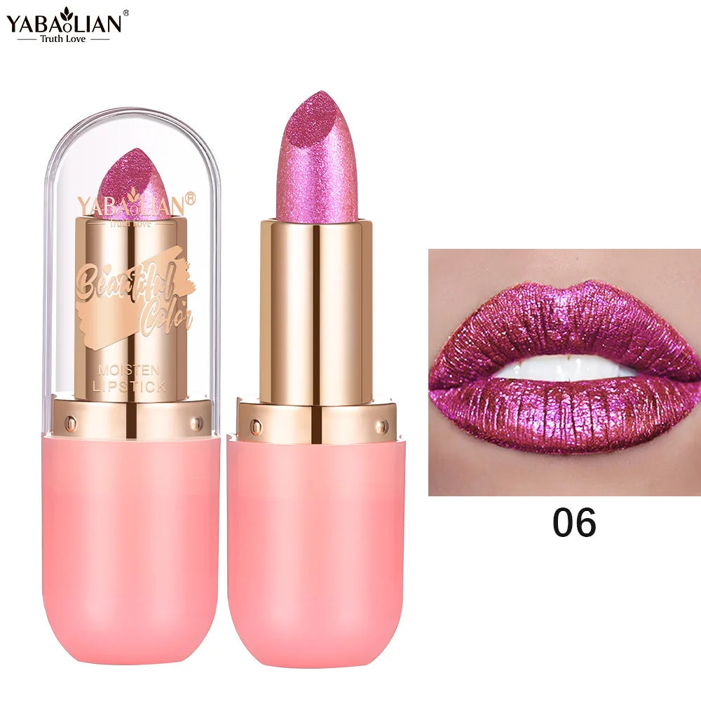 Rouge à lèvres caméléon Violet métallique, couleur changeante, mat, paillettes, diamant, imperméable, perle brillante, brillant, maquillage Sexy