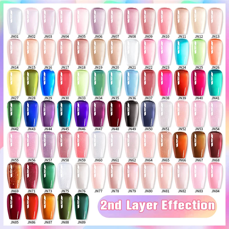 BORN PRETTYvernis à Ongles Gel, Semi Transparent, Soak Off UV LED, Vernis à Ongles Nude, N64.Gel Varjuvening,Art des ongles, 50 Couleurs, 10ml