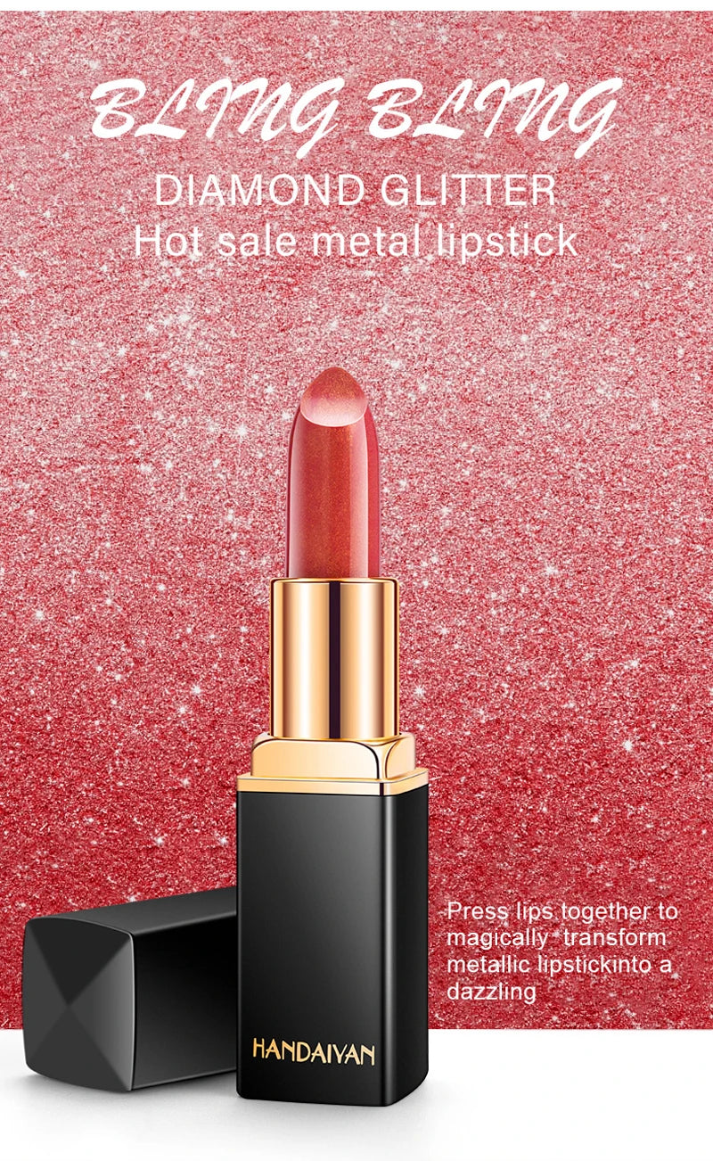 Rouge à lèvres brillant doré tube noir, rouge à lèvres hydratant perle 9 couleurs disponibles