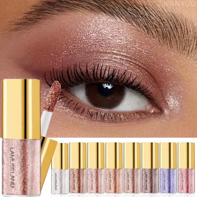 Fard à paupières liquide nacré, 8 couleurs, scintillant fin, scintillant, haute brillance, maquillage longue durée et résistant aux taches