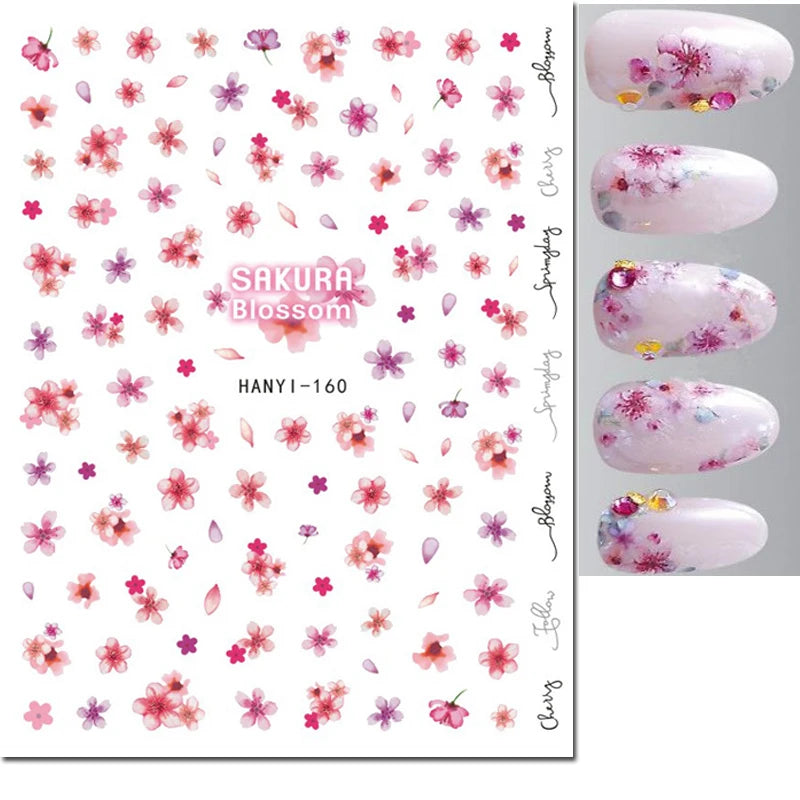 Autocollants 3D pour art des ongles , rose clair, violet, pétales de fleurs, décalcomanies pour décoration de manucure, salon de beauté, été