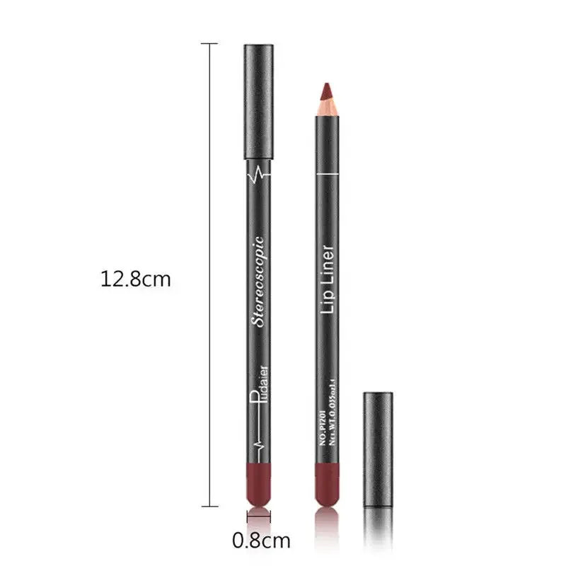 Ensemble de rouge à lèvres crayon Imperméable Facile à porter Coupe antiadhésive Matte Lip Liner Maquillage longue durée 12Pcs Kits de combinaison Cosmétiques