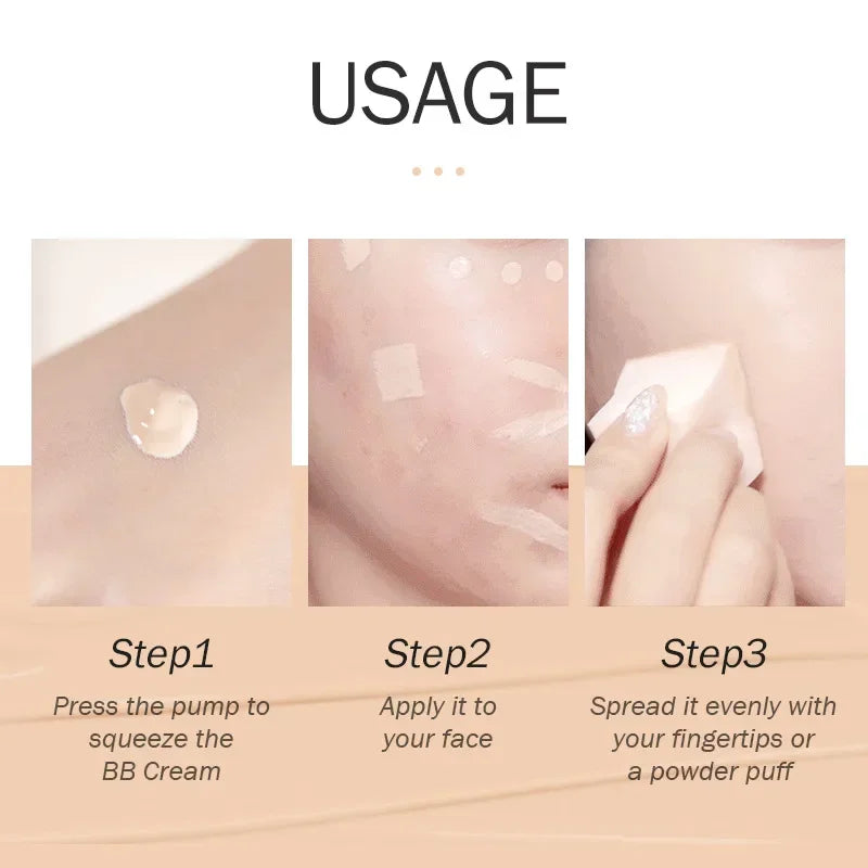 3 couleurs BB Cream Isolation Crème Fond de teint liquide Contrôle de l’huile hydratante Maquillage longue durée Primer naturel imperméable pour le visage