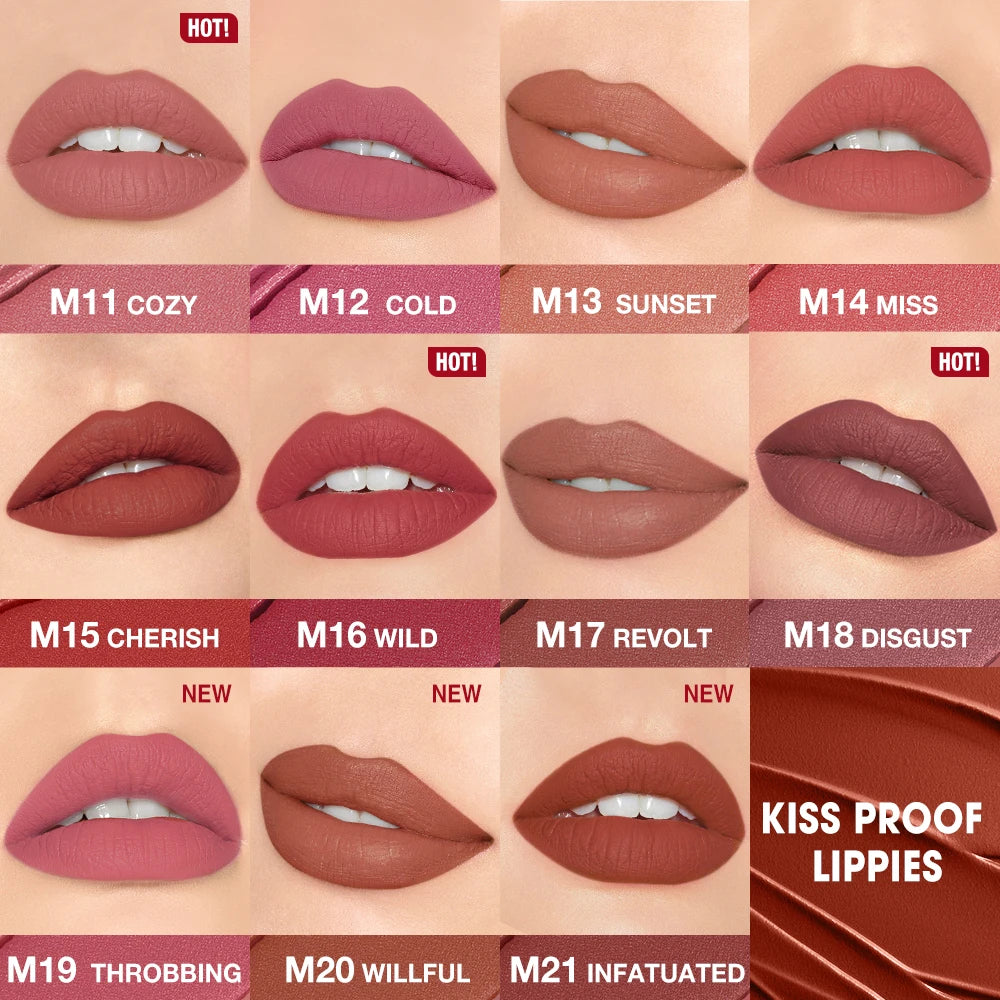 O.TWO.O rouge à lèvres mat teinte 14 couleurs imperméable longue durée sans transfert lisse hautement pigmenté velours lèvres bâtons maquillage