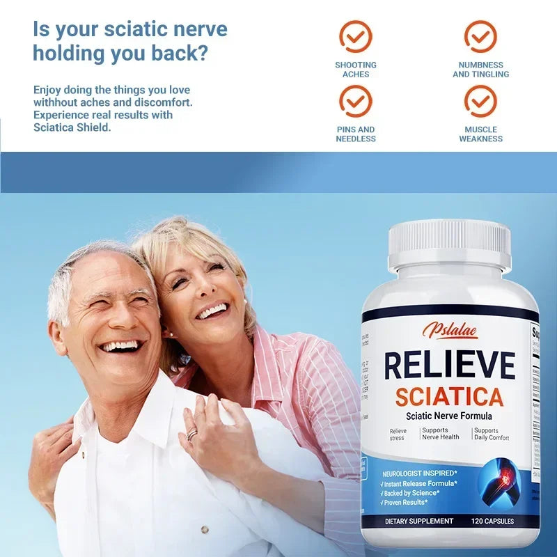 Soulage la sciatique – Réduire la douleur articulaire, restaure la mobilité, l'équilibre l'inflammation, aide la santé nerveuse et des os – 120 capsules ﻿